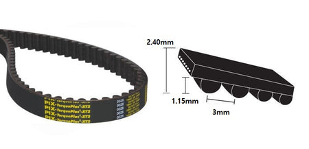 312-3M-25 PIX HTD High Power Timing Belt, 312mm Length, 25mm Wide, 3mm Pitch, 104 Teeth