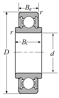 88510 (210FFS) BKL Sealed Deep Groove Ball Bearing with Extended Inners 50mm inside x 90mm outside x 22/30mm wide - Diagram