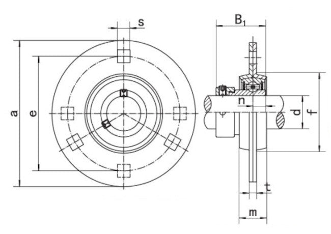 SAPF208-24 BKL Brand 4 Bolt Pressed Steel Round Bearing 1.1/2 inch Bore with Eccentric Collar Lock