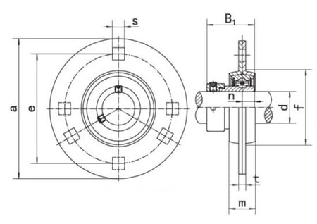SAPF208-24 BKL Brand 4 Bolt Pressed Steel Round Bearing 1.1/2 inch Bore with Eccentric Collar Lock