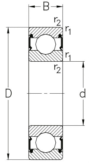 LJ1.1/8-2RSR NKE Sealed Deep Groove Ball Bearing 1.1/8x2.1/2x5/8 inch