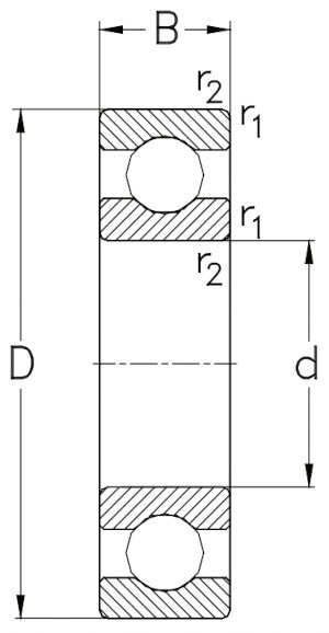 LJ1 NKE Open Deep Groove Ball Bearing 1x1.2.1/4x5/8 inch