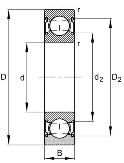 FAG Single row deep groove ball bearing with two metal shields 10mm inside x 26mm outside x 8mm width, also known as 6000ZZ, 6000Z, 60002ZR, 6000ZR, 6000-C-2Z