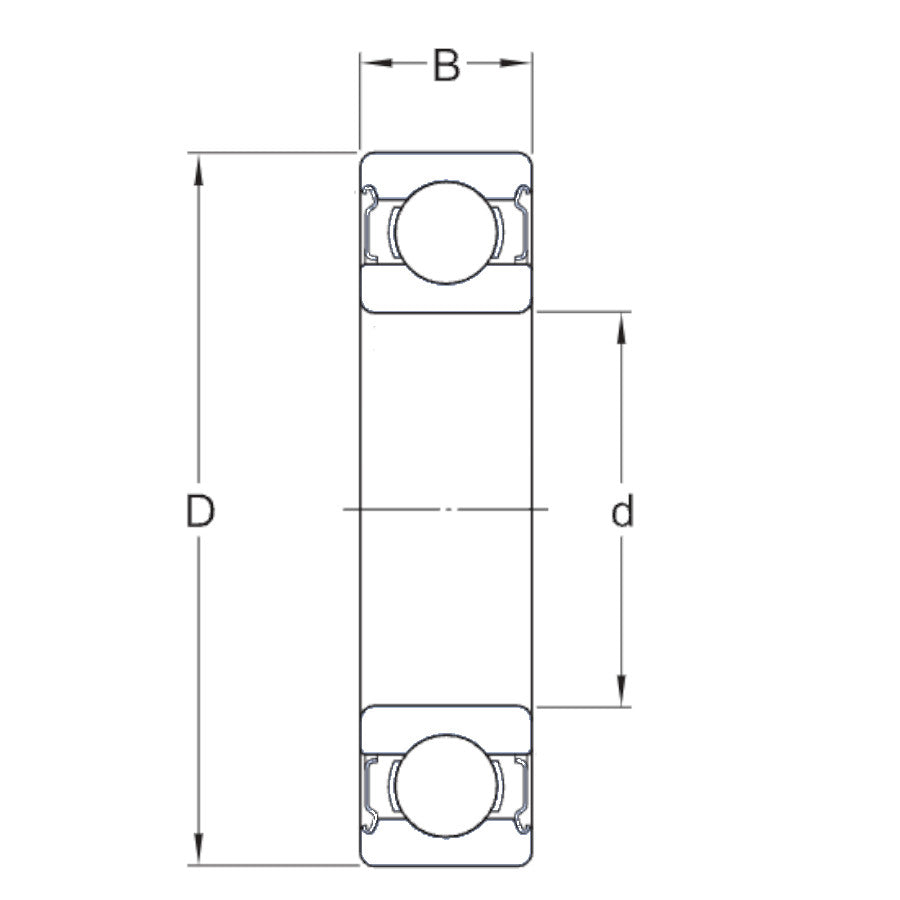 Dunlop Single row deep groove ball bearing with two metal shields. 40mm inside x 80mm outside x 18mm width, also known as 62082Z, 6208Z, 6208ZZ