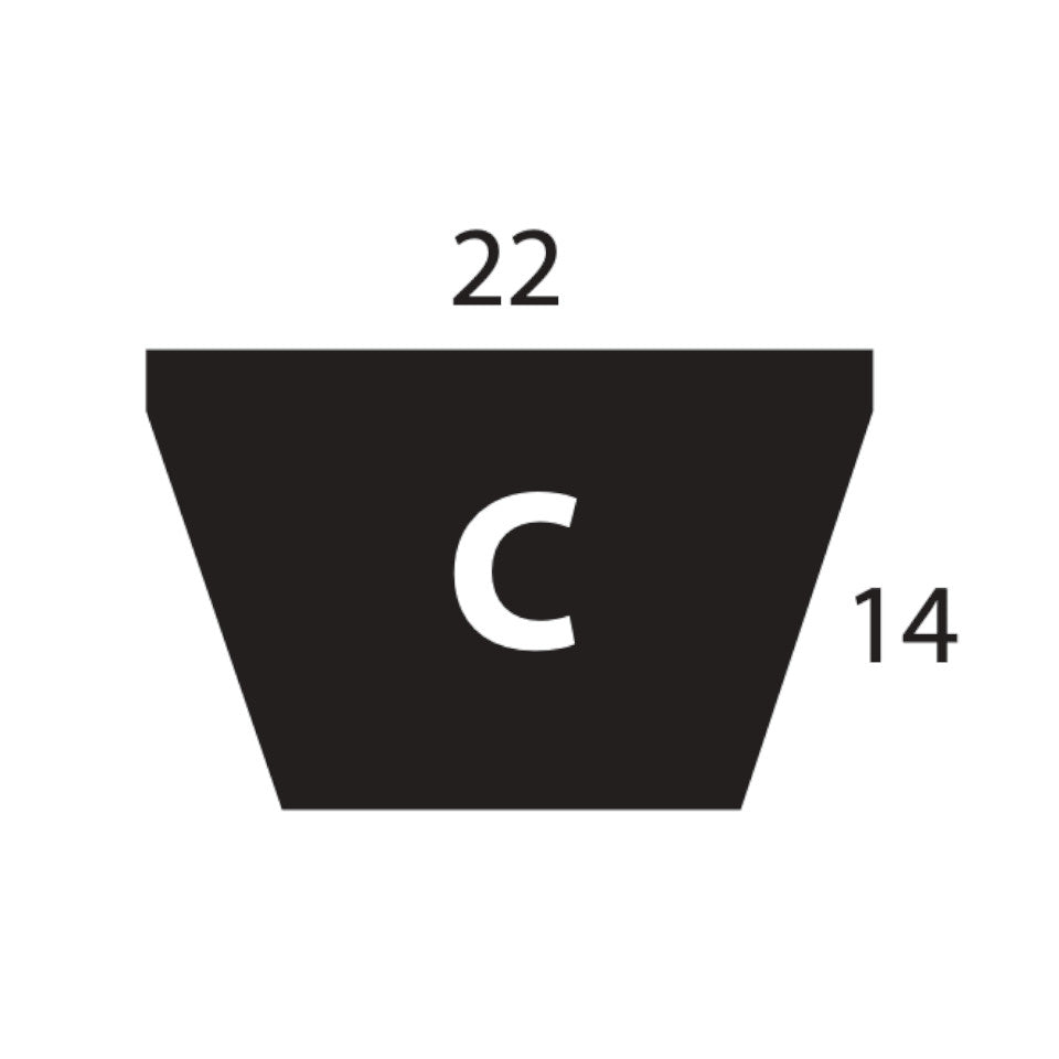 C89 Dunlop White C Section V Belt, 22mm Top Width, 14mm Thickness, Inside Length 2261mm