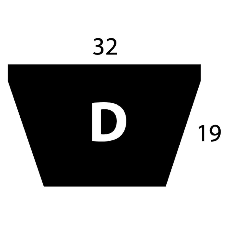 D326 Dunlop White D Section V Belt, 32mm Top Width, 19mm Thickness, Inside Length 8280mm