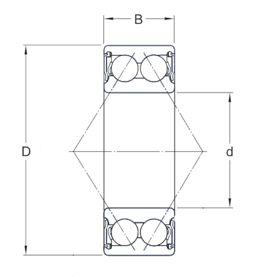 3304-TV-2RS Dunlop Double Row Angular Contact Sealed Bearing 20x52x22.2mm