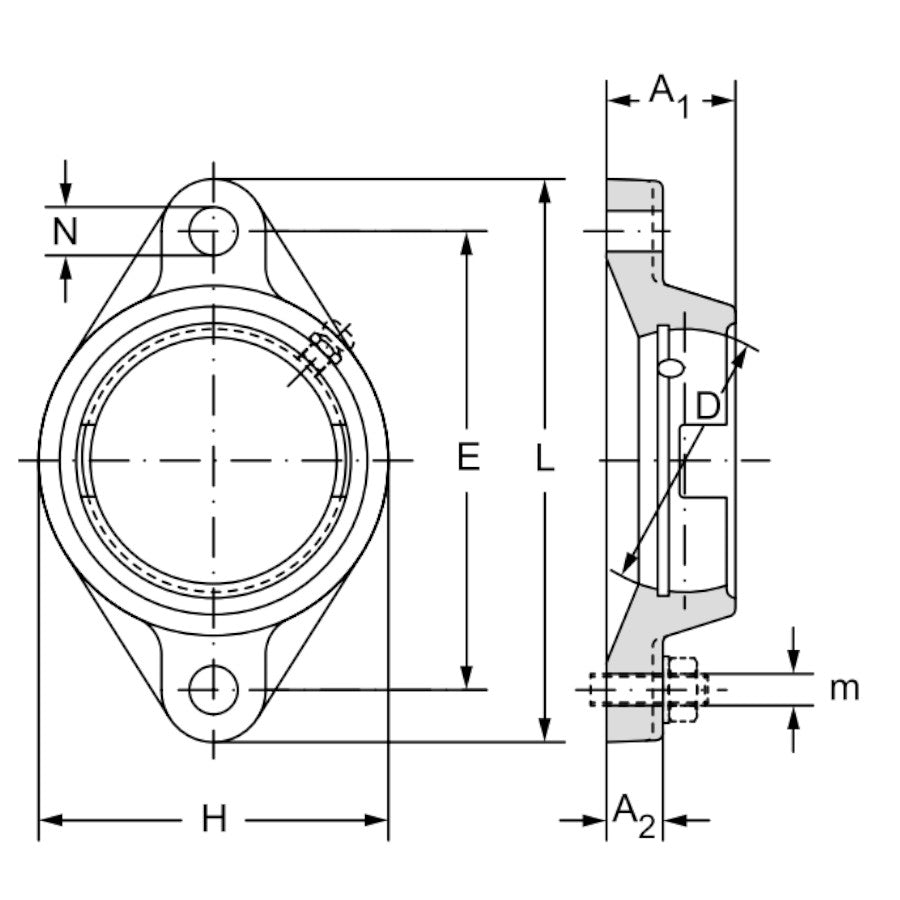 SSUCFL204 BKL Stainless 2 Bolt Flange Housing with Stainless Bearing 20mm