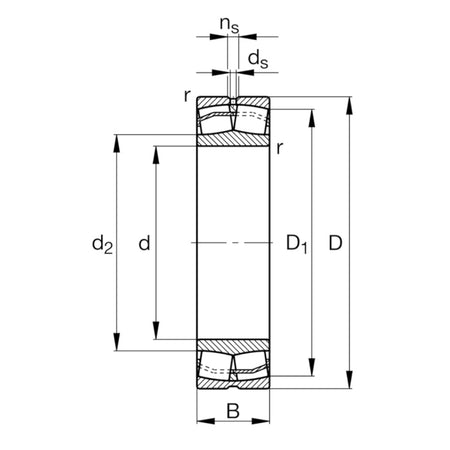 22248-BE-XL-C3 spherical roller bearing – representative dimensional diagram