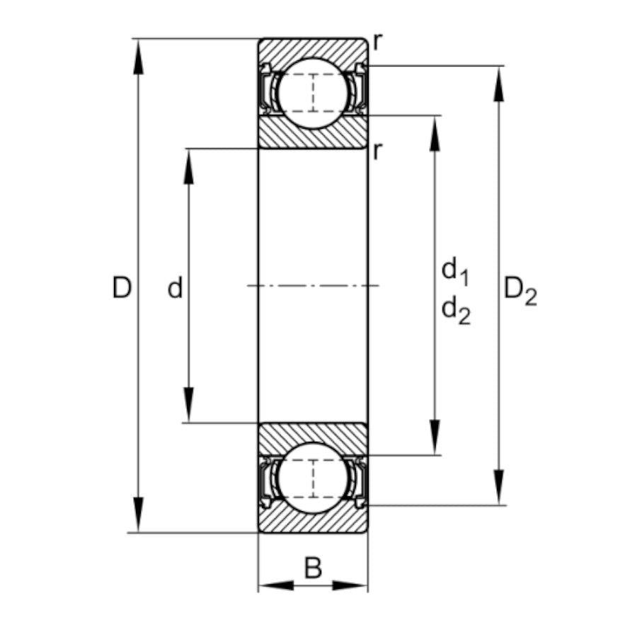 61900-2RSR FAG Sealed Deep Groove Ball Bearing. 10x22x6mm