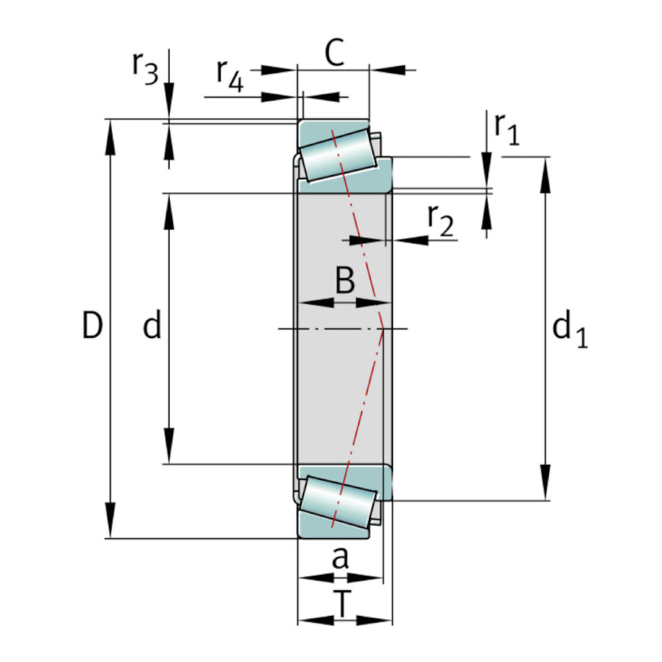 30244-XL FAG Tapered Roller Bearing 220x400x72mm - Diagram