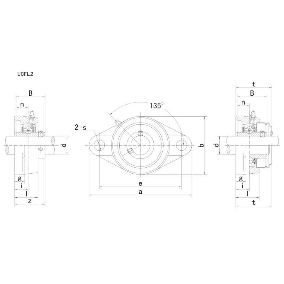 UCFL205 L3 FK Triple Sealed 2 Bolt Flange Bearing 25mm Shaft