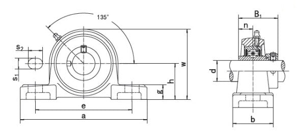 HCP BKL Brand 2 Bolt Pillow Block Bearing Diagram