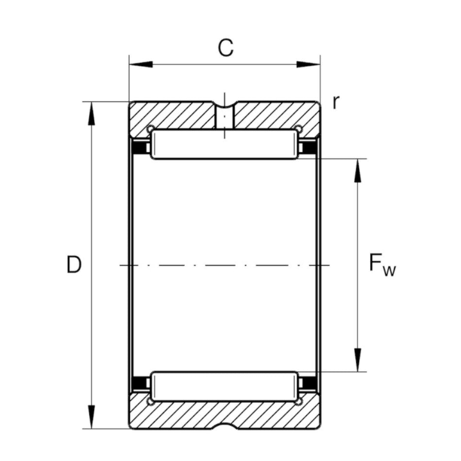NKS43 INA Needle Roller Bearing without Inner Ring 43x58x22mm