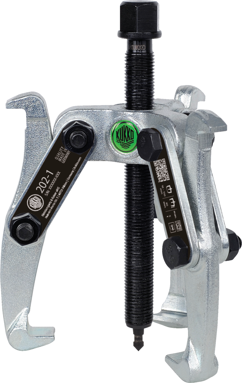 202-1 Kukko 3-jaw tab puller with oscillating, reversible puller legs, up to 150 mm clamping range, 85 mm clamping depth