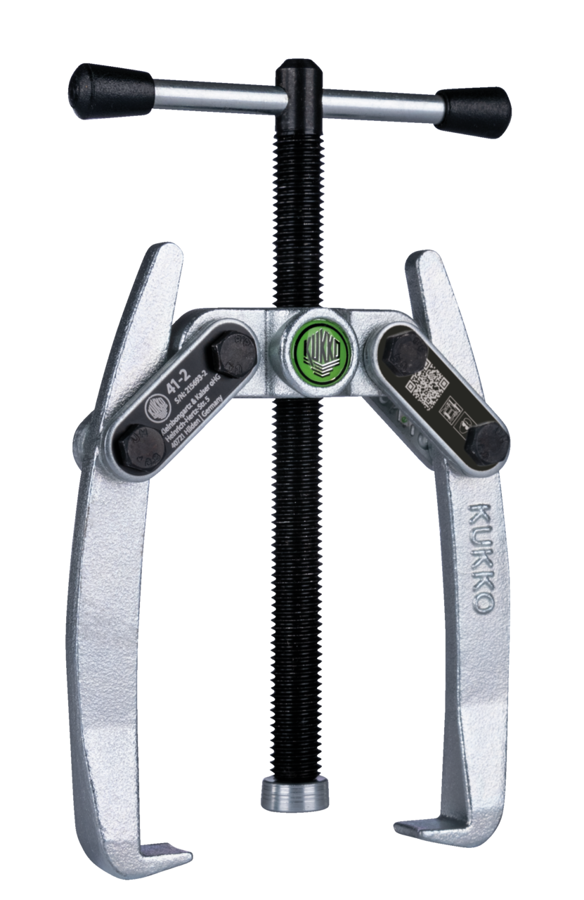 41-2 Kukko 2-jaw universal puller with swiveling puller legs, up to 80 mm clamping range, 80 mm clamping depth