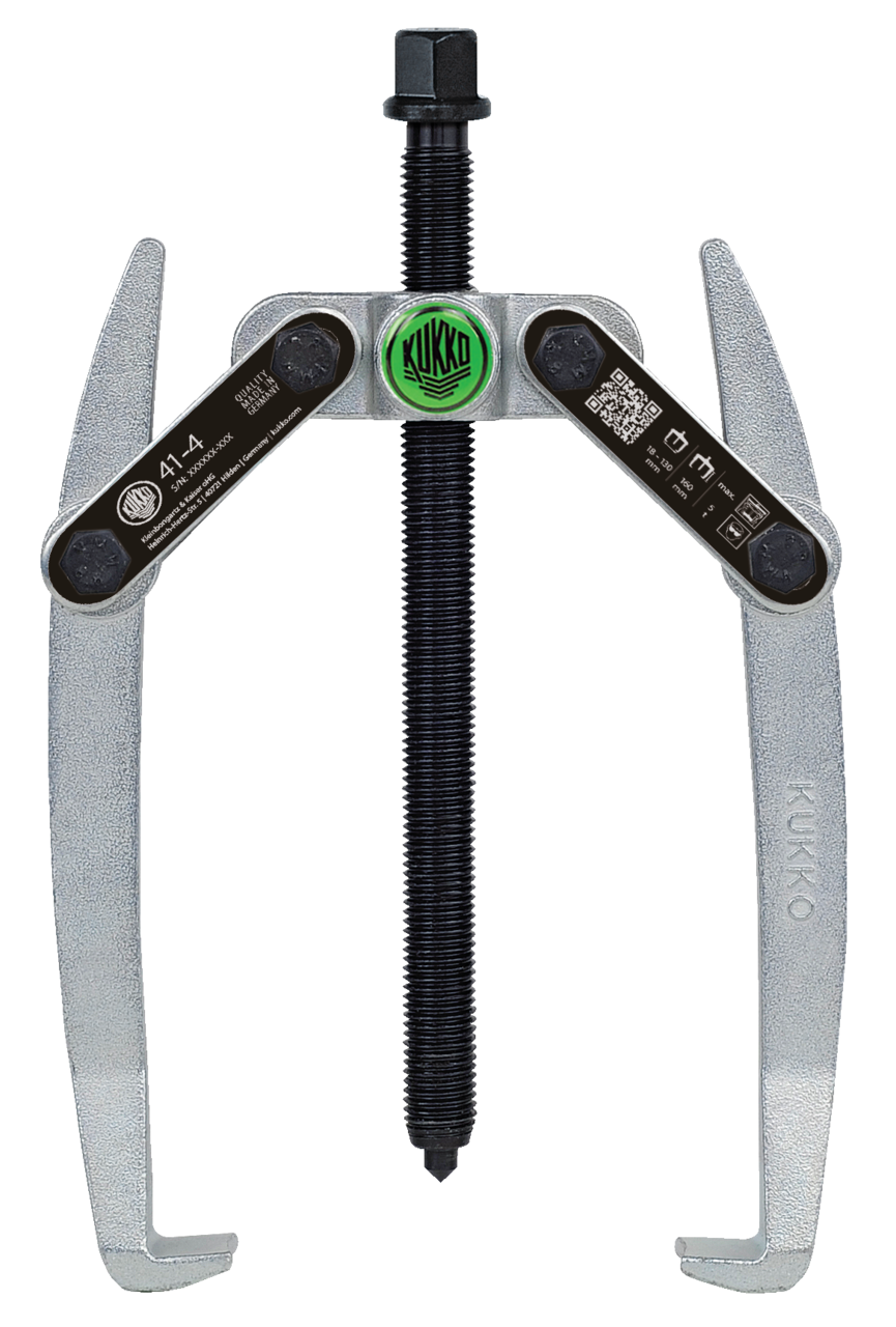 41-4 Kukko 2-jaw universal puller with swiveling puller legs, up to 130 mm clamping range, 160 mm clamping depth