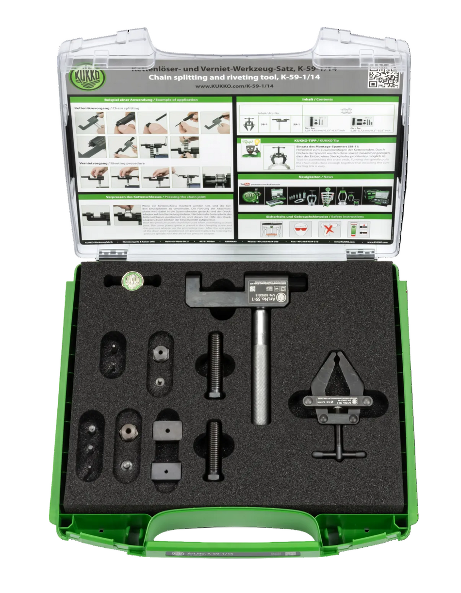 K-59-1/14 Kukko Chain Tensioner 15 Piece Set with a Spread of 9mm-46mm