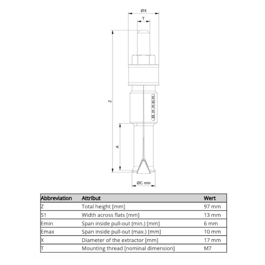 21-00 Kukko Internal Extractor 6mm - 10mm Pulling Diameter