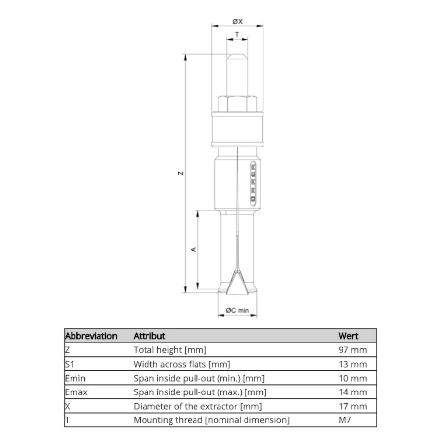 21-02 Kukko Internal Extractor 10mm - 14mm Pulling Diameter