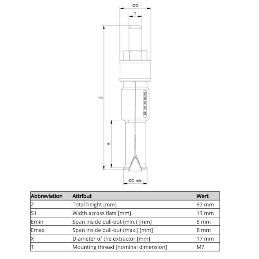 21-0 Kukko Internal Extractor 5mm - 8mm Pulling Diameter