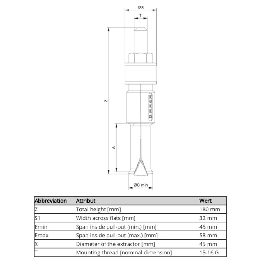 21-7 Kukko Internal Extractor 45mm - 58mm pulling Diameter