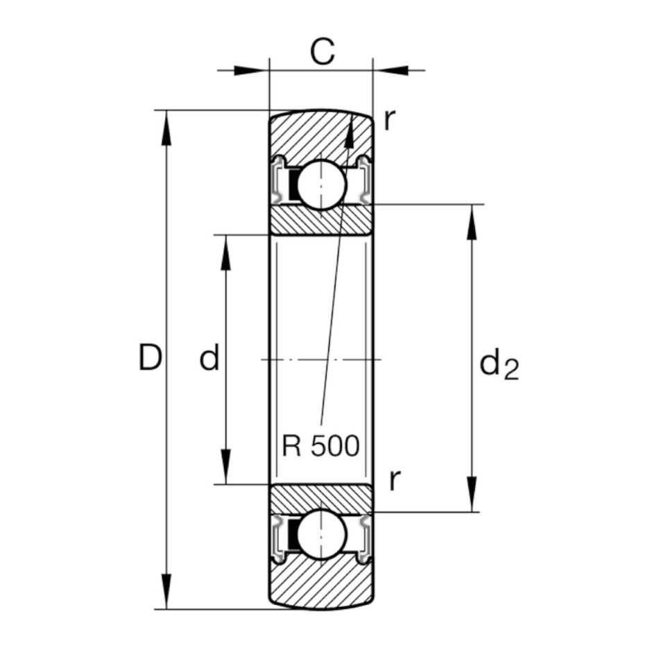 LR203-2RSR INA Sealed Crowned Outer Track Roller 17x47x12mm