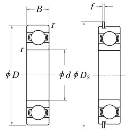 6206DDUNR NSK Sealed Deep Groove Ball Bearing with Snap Ring Groove 30x62x16mm
