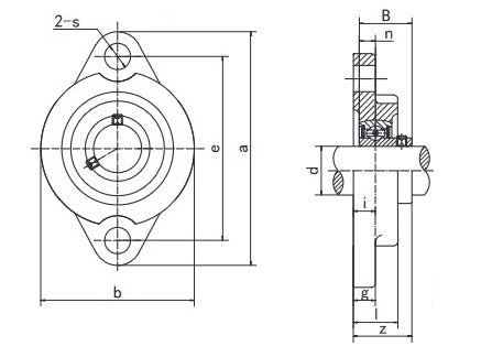 BKL Brand 2 Bolt Light Duty Flange Bearing Shaft Diagram
