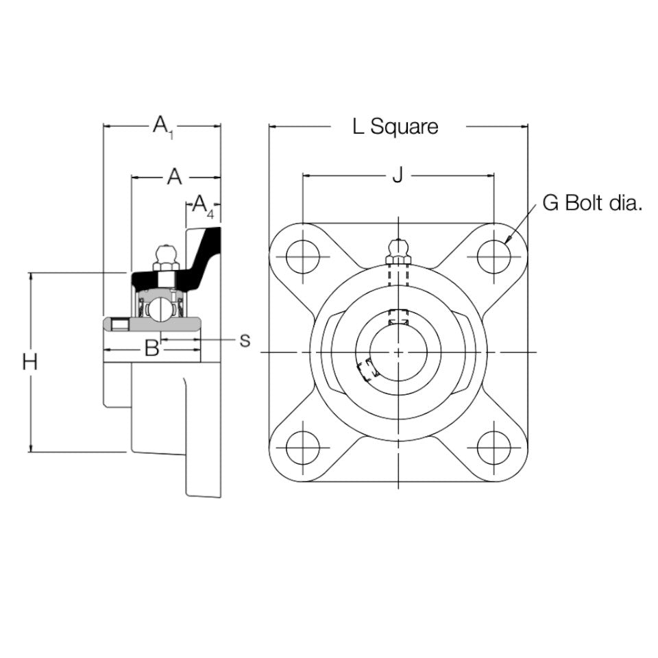MSF60 RHP 4 Bolt Cast Iron Flange Bearing Unit 60mm Bore