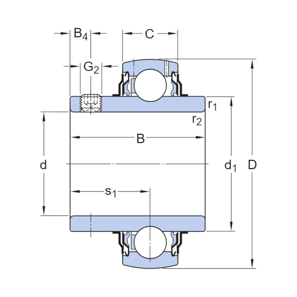 YAR215-2F SKF Insert Bearing with Set Screw Locking and Extended Inner Ring 75mm Bore