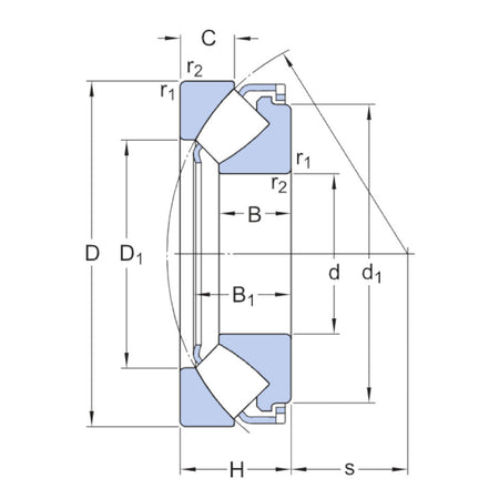 29452E SKF Spherical Roller Thrust Bearing - Diagram