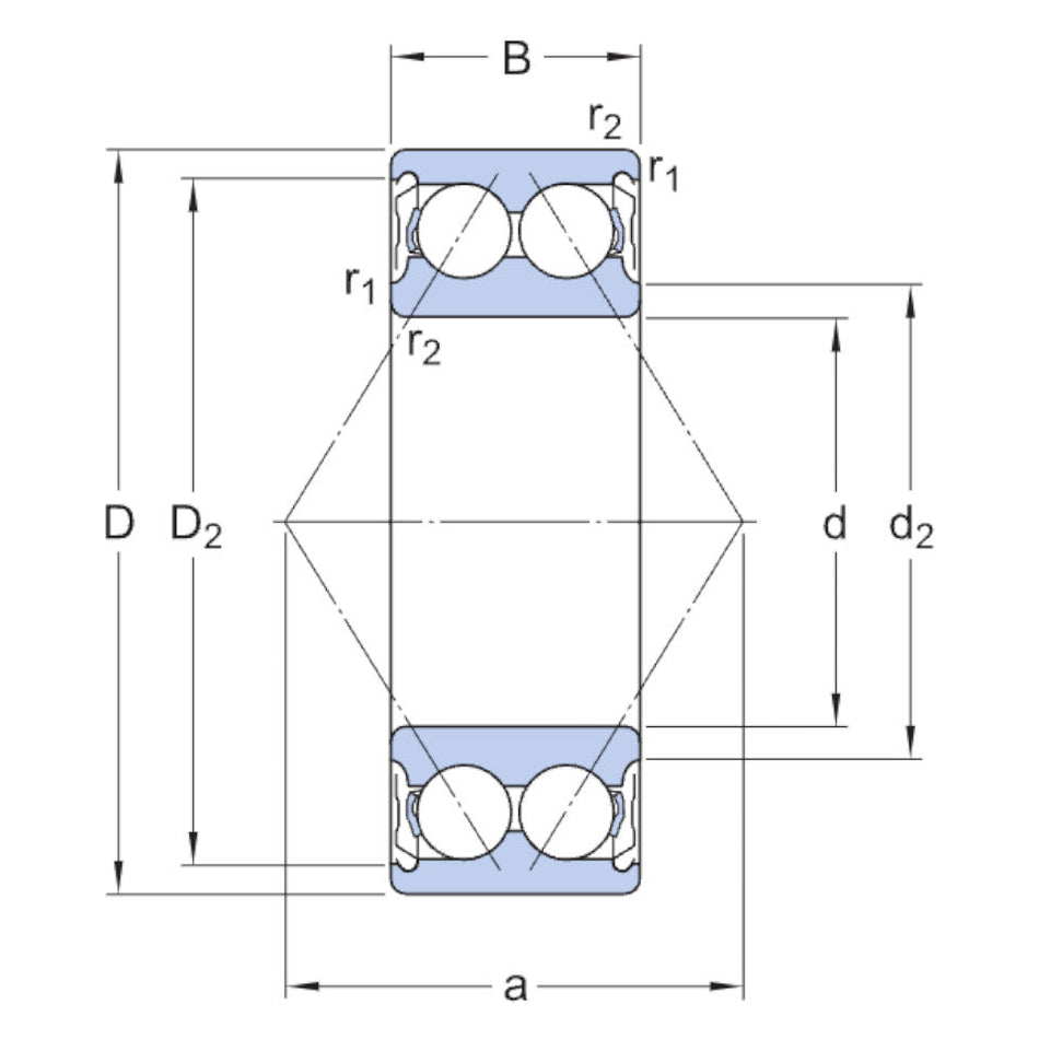 3309A-2ZTN9/MT33 SKF Double Row Angular Contact Ball Bearing 45x100x39.7mm