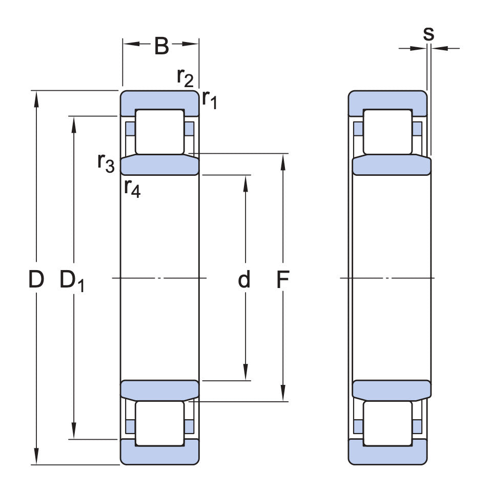 NU2310 ECP SKF Single Row Cylindrical Roller Bearing 50x110x40mm - Diagram