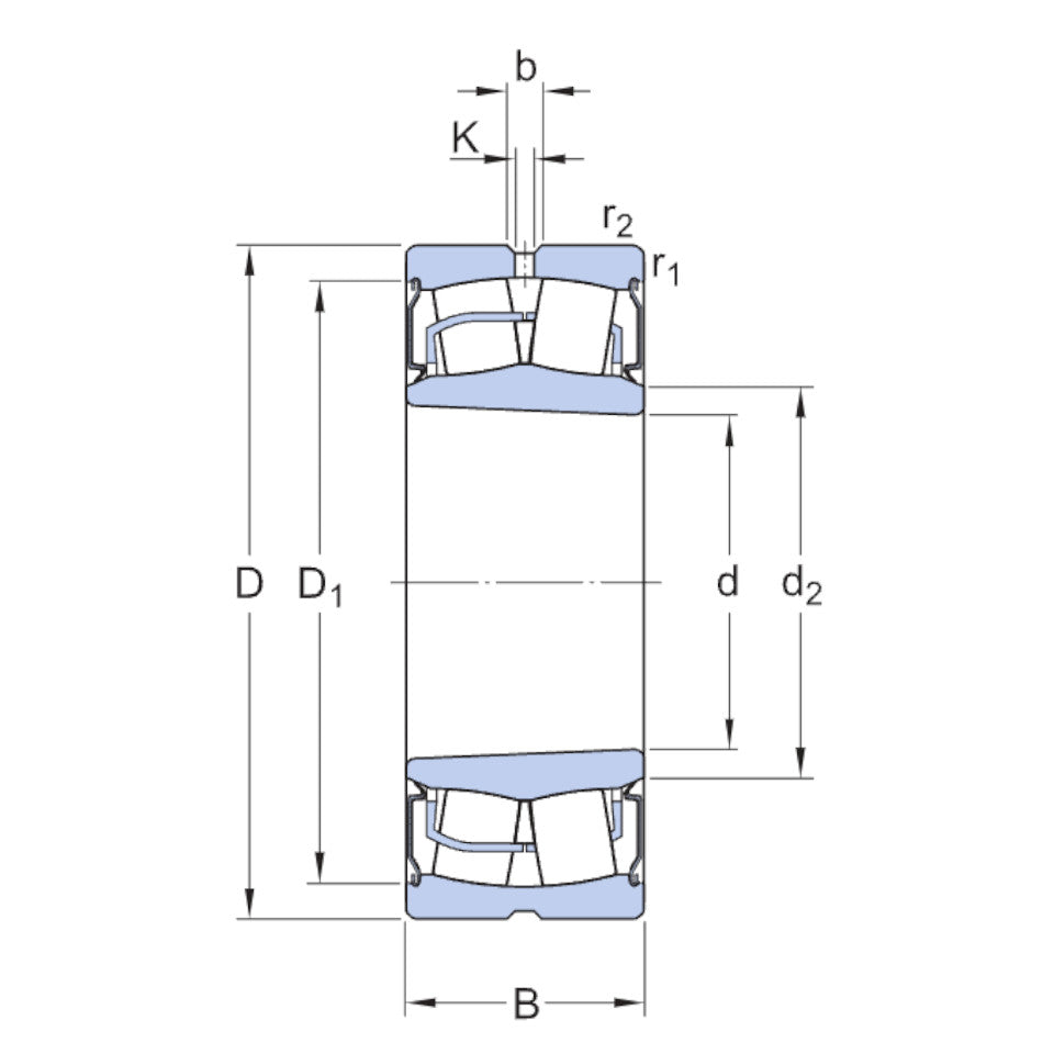 BS2-2216-2RSK/VT143 SKF Spherical Roller Bearing - Diagram