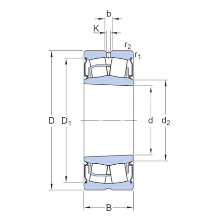 BS2-2216-2RSK/VT143 SKF Spherical Roller Bearing - Diagram