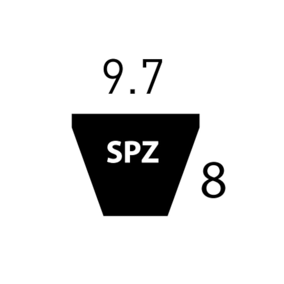 SPZ1340 Dunlop White SPZ Section V Belt, 9.7mm Top Width, 8mm Thickness, 1340mm Pitch Length - Diagram