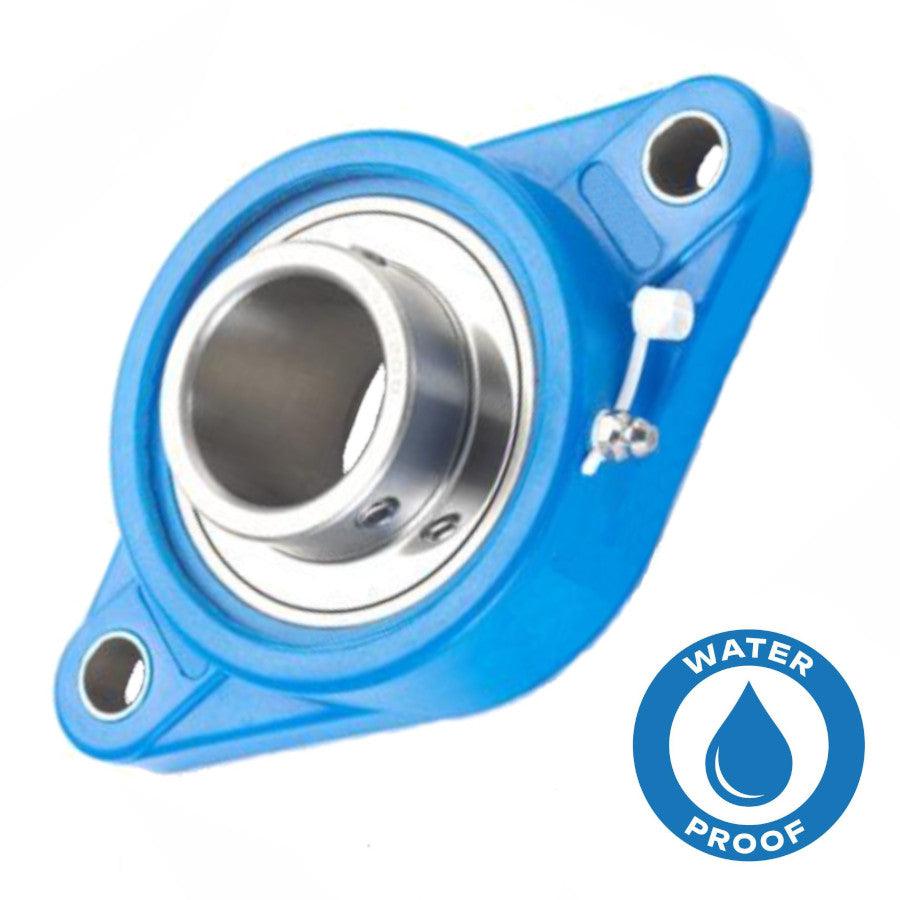 SUCFLPL201 Blue Thermoplastic 2 Bolt Flange with Stainless Steel Insert 12mm