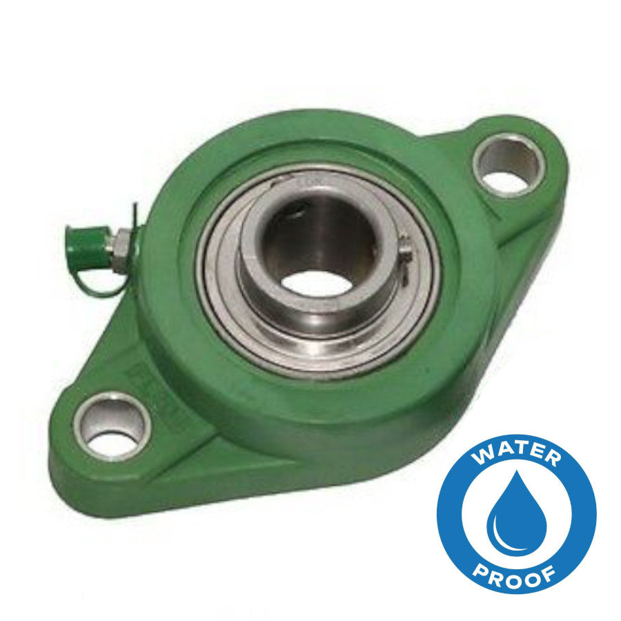 SUCFLPL201 Green Thermoplastic 2 Bolt Flange with Stainless Steel Insert 12mm