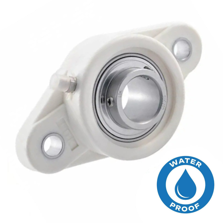 SUCFLPL201 White Thermoplastic 2 Bolt Flange with Stainless Steel Insert 12mm