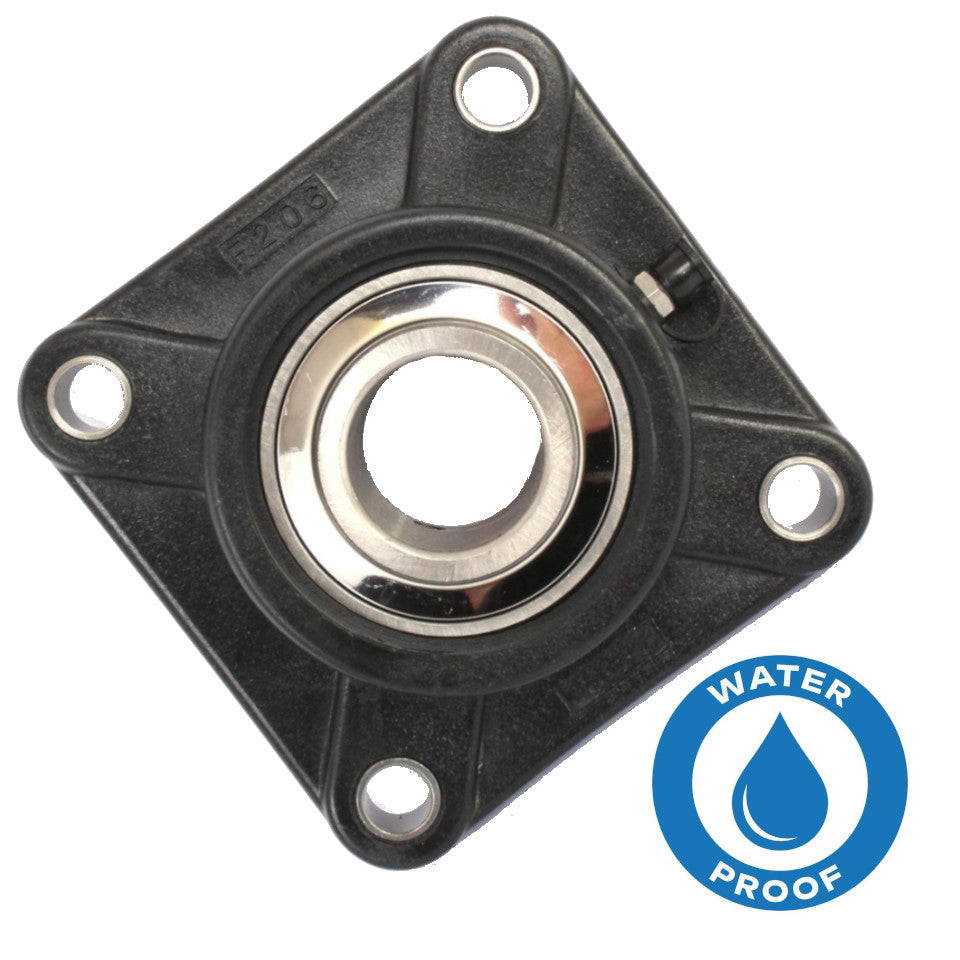 SUCFPL204 Black Thermoplastic 4 Bolt Flange with Stainless Steel Insert 20mm