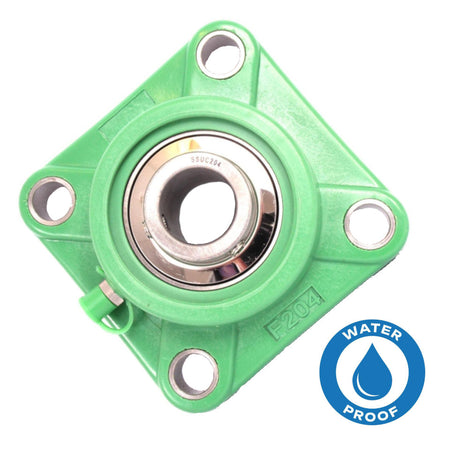 SUCFPL204 Green Thermoplastic 4 Bolt Flange with Stainless Steel Insert 20mm