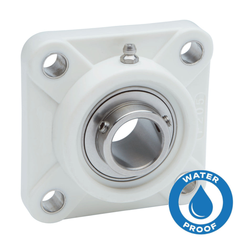 SUCFPL204 White Thermoplastic 4 Bolt Flange with Stainless Steel Insert 20mm