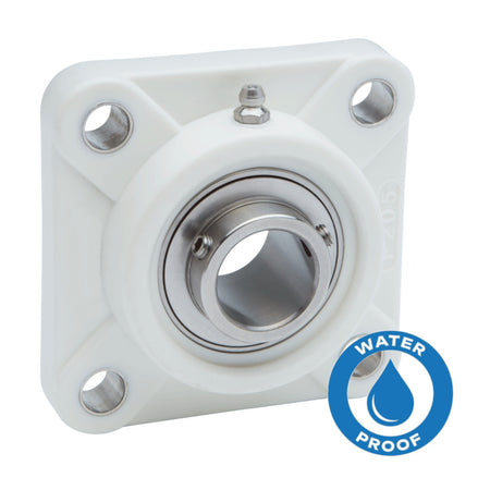 SUCFPL204 White Thermoplastic 4 Bolt Flange with Stainless Steel Insert 20mm