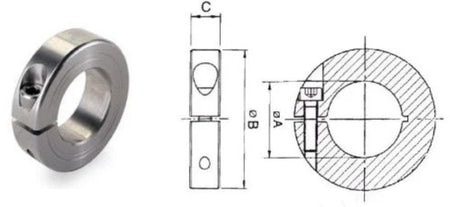 Single Split En8 Zinc Plated Shaft Collar Diagram