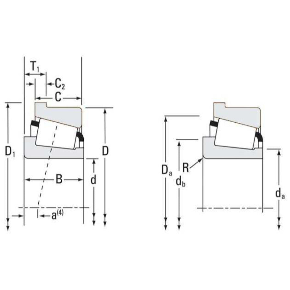 HM807046/HM807010-B Timken Tapered Roller Bearing with Flange 50.80x104.775x36.513mm