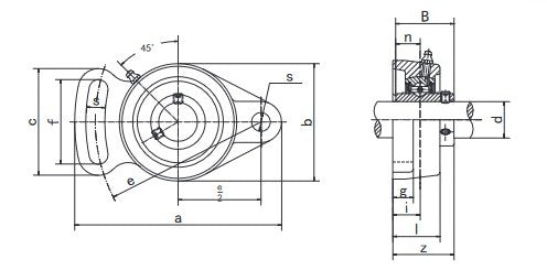 UCFA201 BKL Brand 2 Bolt Adjustable Flange Bearing 12mm Shaft - Diagram