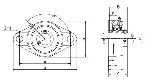 UCFL3 BKL Brand 2 Bolt Flange Bearing Shaft - Diagram