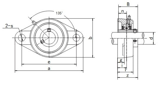 UCFLX BKL Brand 2 Bolt Flange Bearing Diagram
