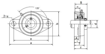 UCFLX BKL Brand 2 Bolt Flange Bearing Diagram